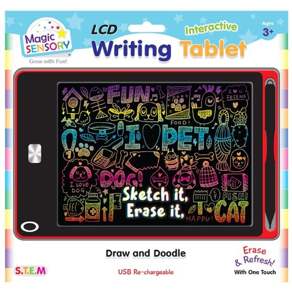 Magic Sensory 8.5" Interactive LCD Writing Tablet Red Pet Kids/Children 3y+