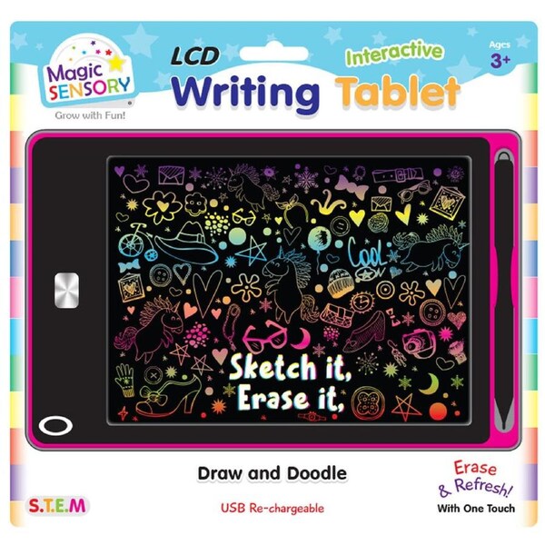 Magic Sensory 8.5" Interactive LCD Writing Tablet Pink Unicorn Kids 3y+