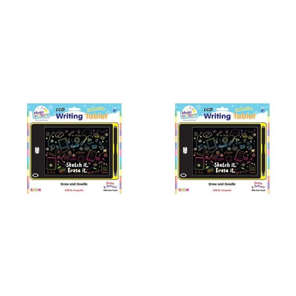 2PK Magic Sensory 8.5" Interactive LCD Writing Tablet Yellow Doodle Kids 3y+