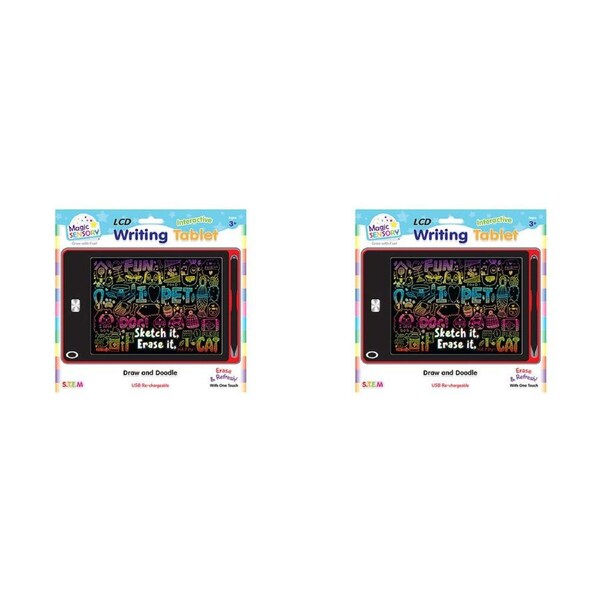 2PK Magic Sensory 8.5" Interactive LCD Writing Tablet Red Pet Kids/Children 3y+