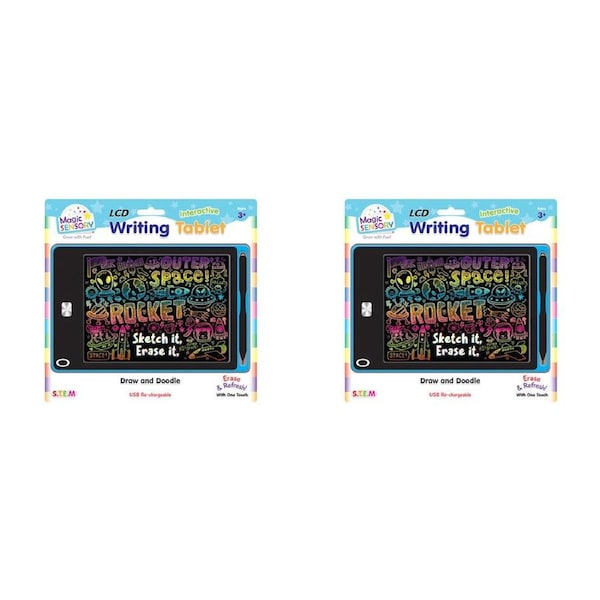 2PK Magic Sensory 8.5" Interactive LCD Writing Tablet Blue Star Kids 3y+