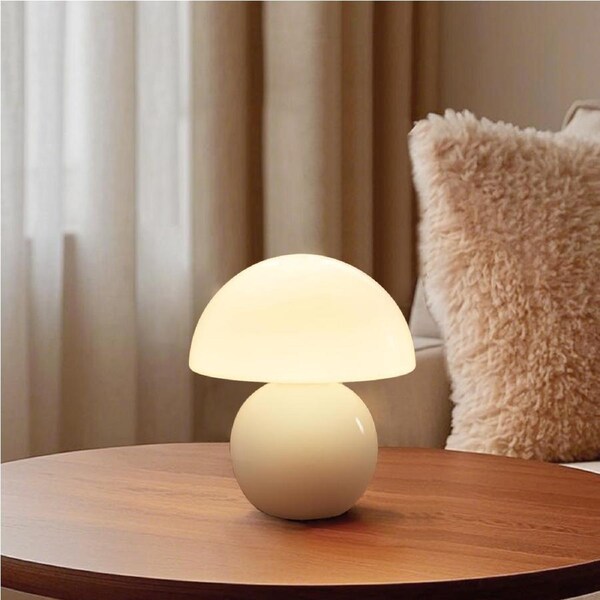 Clora USB Bedside Table Lamp Glass Nightstand Light Modern Home Decor Ceramic Base White
