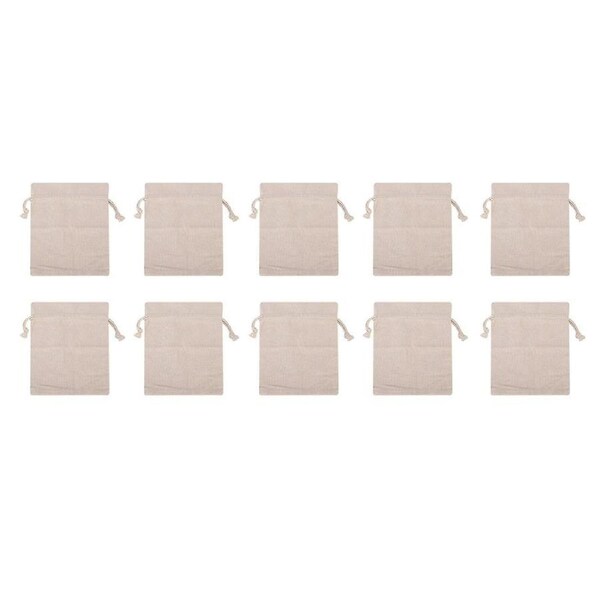 10Pcs Home Storage Resuable Cotton Linen Drawstring Pouch Package Present Storage Bag(20*30CM)