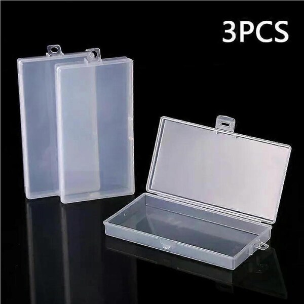 3PCS Rectangular Plastic Transparent With Lid Storage Box Collection Case Multipurpose Home Storage Container For Home