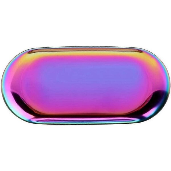 Stainless Steel Serving Plate, Cake Storage Tray, Oval Cosmetic Organizer Home Storage Trays