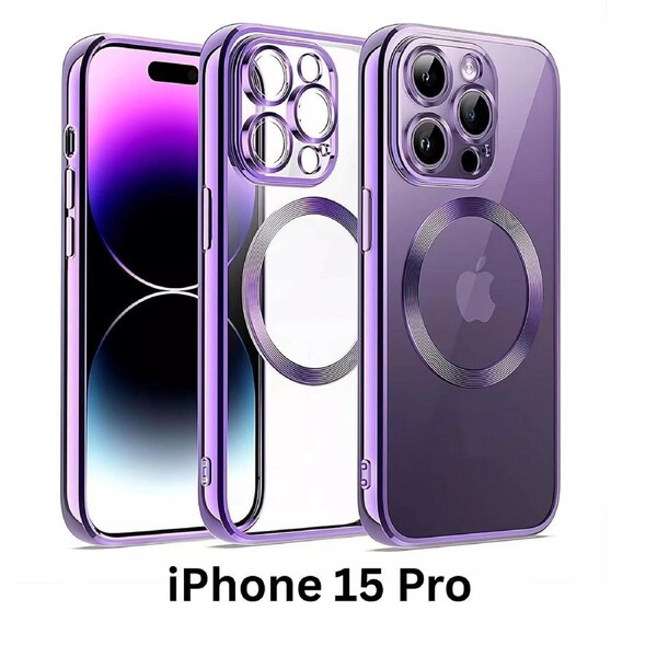 Shockproof Case Slim MagSafe Plating For iPhone 15 Pro Purple