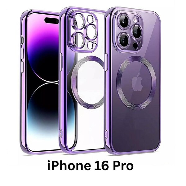 Shockproof Case Slim MagSafe Plating For iPhone 16 Pro Purple
