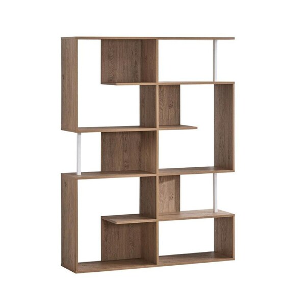 Amber Wooden 5-Tier Display Shelf Bookcase Storage Cabinet - Oak