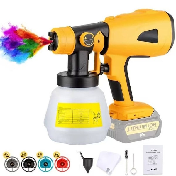 Cordless High Pressure Spray Gun Paint Sprayer For Dewalt 18V Battery 1000ml