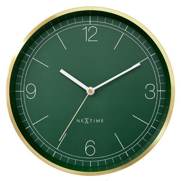 NeXtime Bolero Silent Wall Clock Green Dial 25x25x4.5cm Gold Metal Case