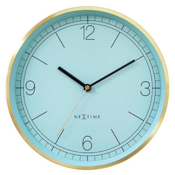 NeXtime Bolero Silent Wall Clock Turquoise Dial 25x25x4.5cm Gold Metal Case