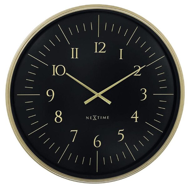 NeXtime Galaxy Large Wall Clock Black Dial 76.8x76.8x5.5cm Brushed Gold Case