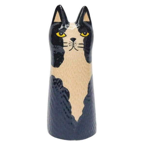 Urban Bailey Cat Flower/Plant Vase Ceramic Tabletop Decor 15x6cm Black/White