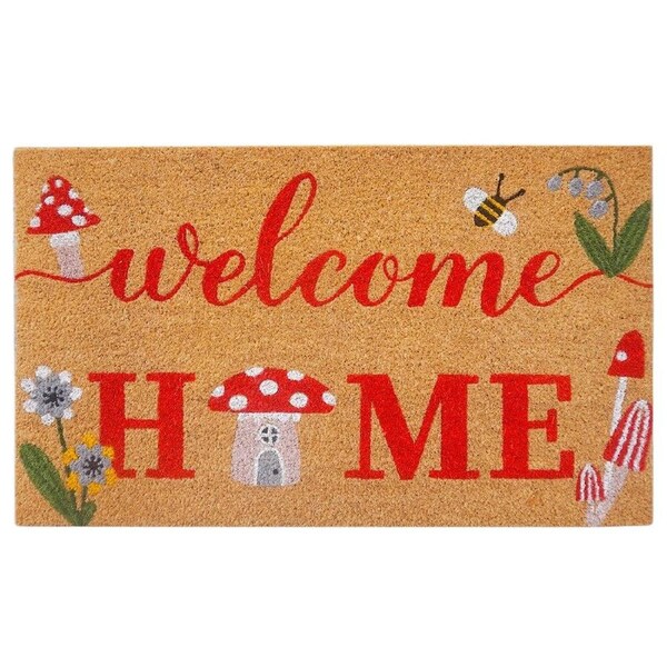 Urban Toadstool Welcome Doormat Coir/PVC Home/Living Room Decor 45x75cm Red
