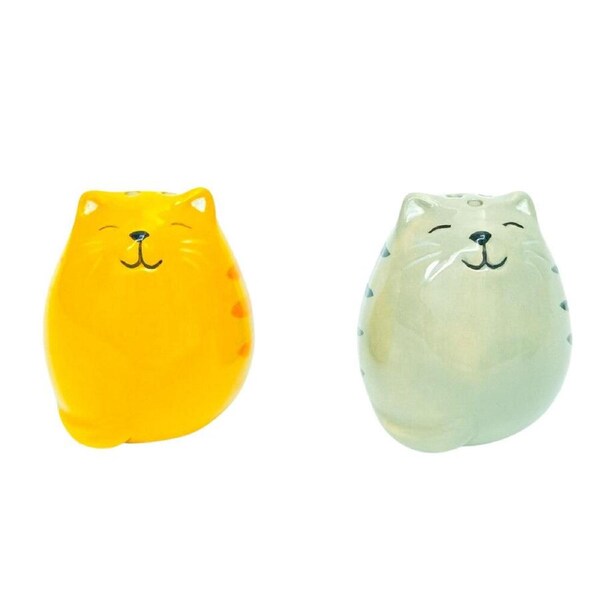 2pc Urban Cat Salt & Pepper Shakers Set Container Ceramic 6cm Grey/Orange