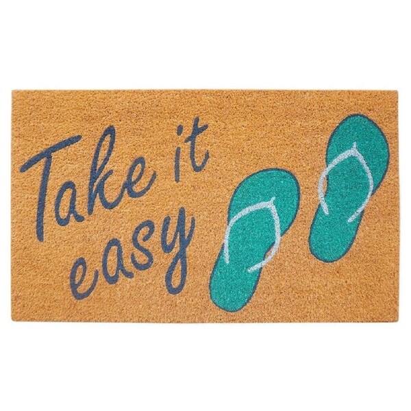 Urban Take It Easy Floor Doormat Coir/PVC Home/Living Room Decor 45x75cm Green