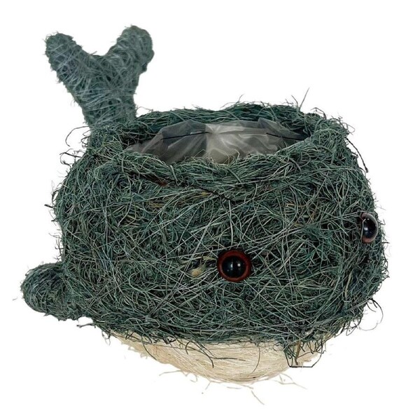 Urban Husk Whale Coconut Fibre Plant/Flower Pot Home Garden Decor 26x15cm Blue