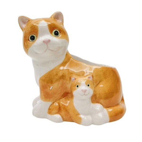Urban Hugging Cats Ceramic Planter Flower/Plant Pot Home Decor 11cm Ginger White