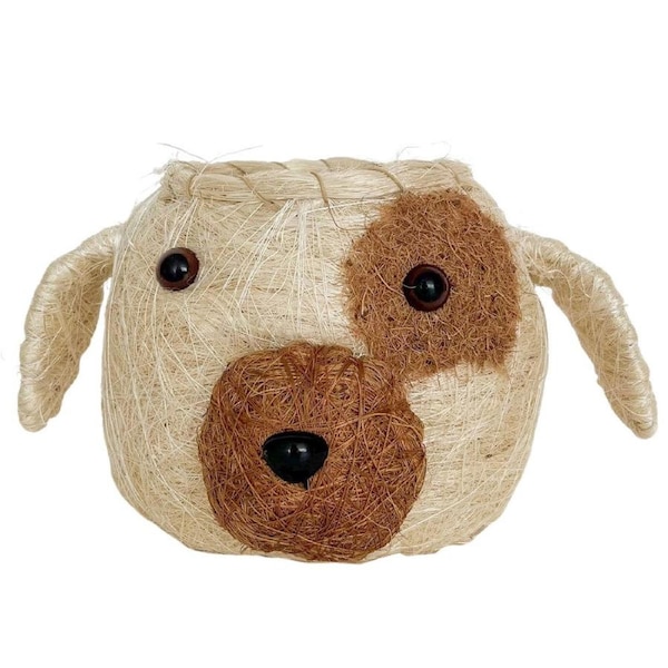 Urban Husk Dog Coconut Fibre Plant/Flower Pot Home Garden Decor 20cm White