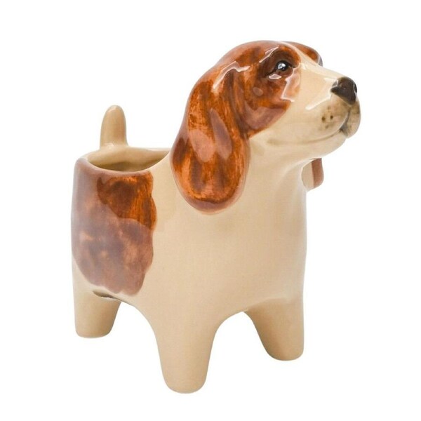 Urban Georgie Dog Ceramic Planter Flower/Plant Pot Decor 25x18cm Brown/White