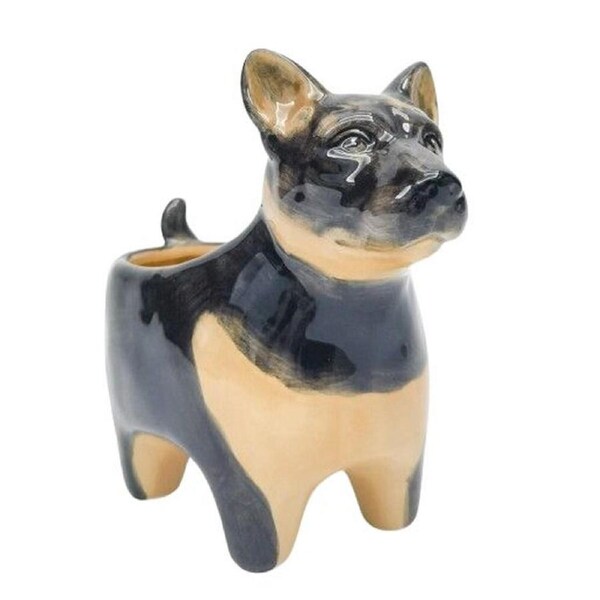 Urban Georgie Dog Ceramic Planter Flower/Plant Pot Home Decor 9x18cm Black/Brown