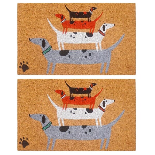 2PK Urban Dog Floor Doormat Coir/PVC Home/Living Decor Rectangle 45x75cm Grey