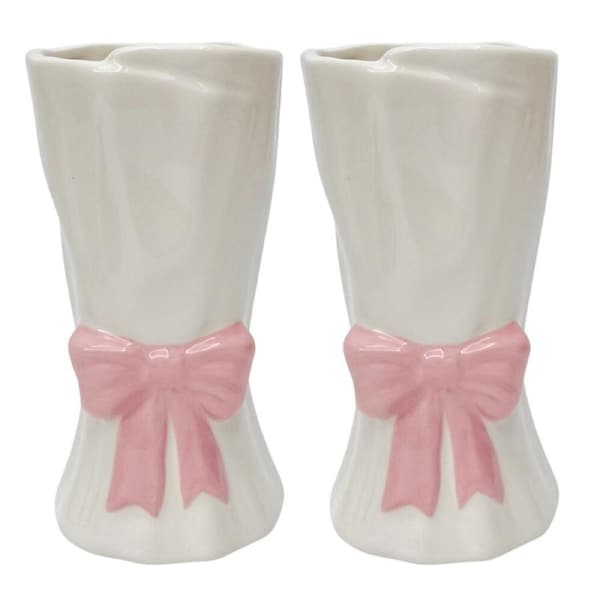 2PK Urban Bow Flower/Plant Vase Ceramic Tabletop Home Display Decor 21x11cm Pink