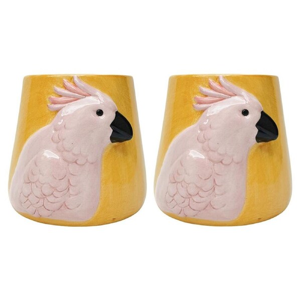 2PK Urban Galah Ceramic Planter Flower/Plant Pot Home Garden Decor 15cm Pink