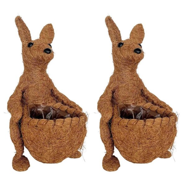 2PK Urban Husk Kangaroo Coconut Fibre Plant/Flower Pot Decor 34x27cm Natural
