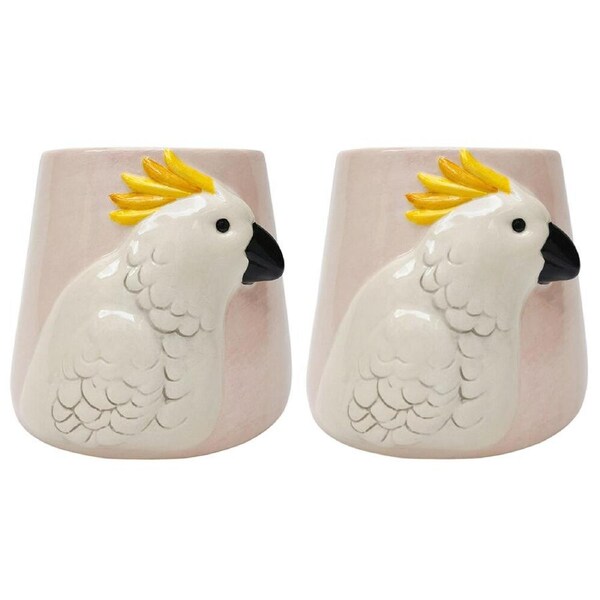 2PK Urban Cockatoo Ceramic Planter Plant Flower Plant Pot Home Decor 15cm Assort