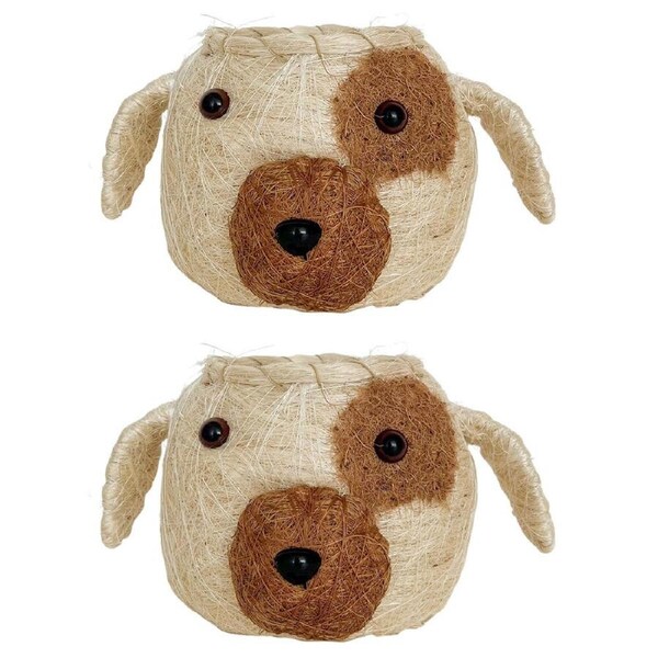 2PK Urban Husk Dog Coconut Fibre Plant/Flower Pot Home Garden Decor 20cm White