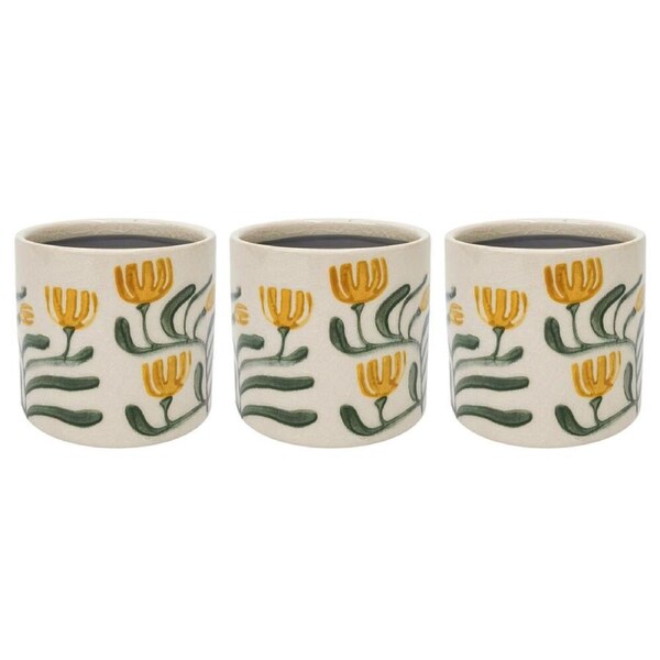 3PK Urban Pilbra Stoneware Vessel Planter Flower Plant Pot XS 7x8cm Green/Yellow