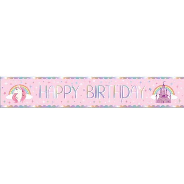 Mystical Unicorn Happy Birthday Paper Banner 1.8m