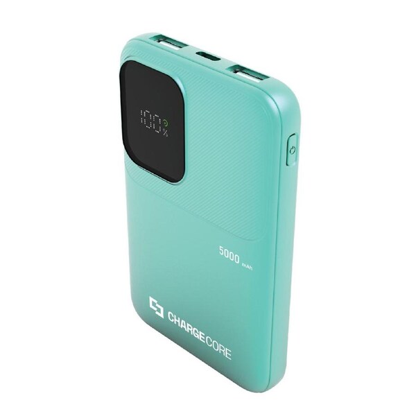 ChargeCore SafeCharge Max 5000mAh Powerbank Aqua LED Dual Output LiFePO4 Cell