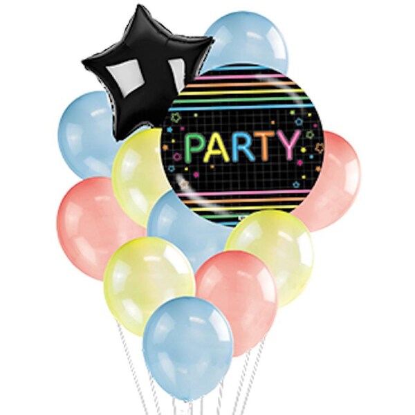 Neon Party Helium Balloon Bouquet