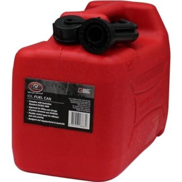 Sca Plastic Jerry Can-10L Red For Filling & Storage Fuel Flexible Vented Spout