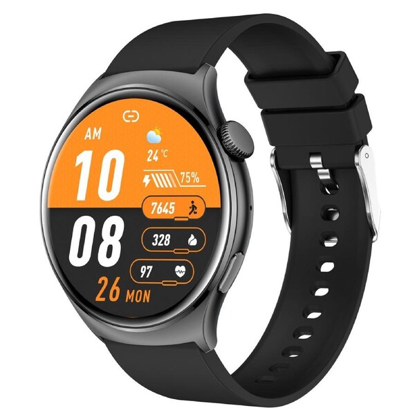 FitSmart Fusion 37mm Smartwatch AMOLED Display GPS Bluetooth Connectivity Black