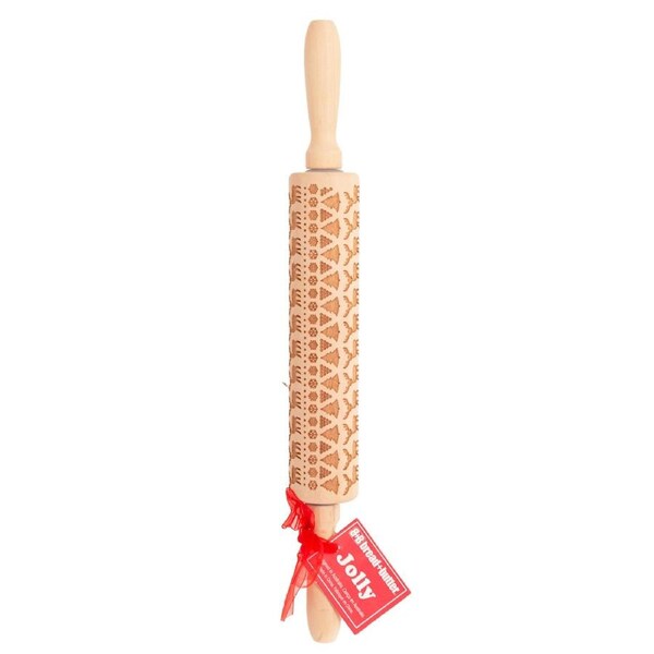 Bread and Butter Laser Etch Wooden Rolling Pin Fairisle Brown