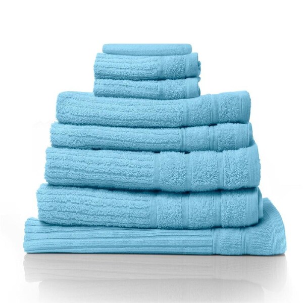 Royal Comfort Eden Cotton 600GSM 100% Cotton Luxury Bath Towels Set 8 Piece Aqua