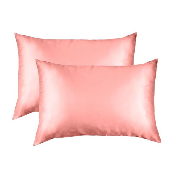 Royal Comfort Mulberry Soft Silk Luxurious Hypoallergenic Pillowcase Twin Pack Blush Standard