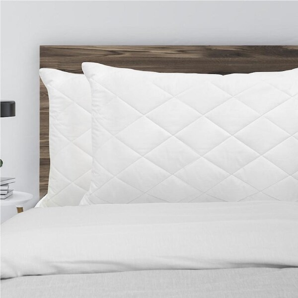 Royal Comfort Luxury Bamboo Blend Quilted Pillow Extra Fill Support Twin Pack White