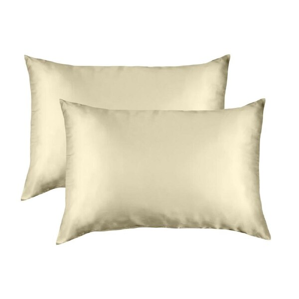 Royal Comfort Mulberry Soft Silk Luxurious Hypoallergenic Pillowcase Twin Pack Champagne Standard