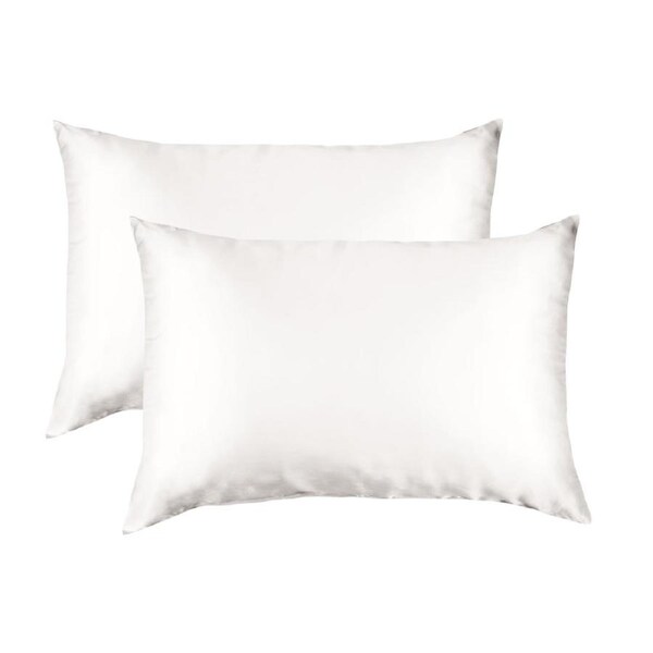 Royal Comfort Mulberry Soft Silk Luxurious Hypoallergenic Pillowcase Twin Pack Ivory Standard
