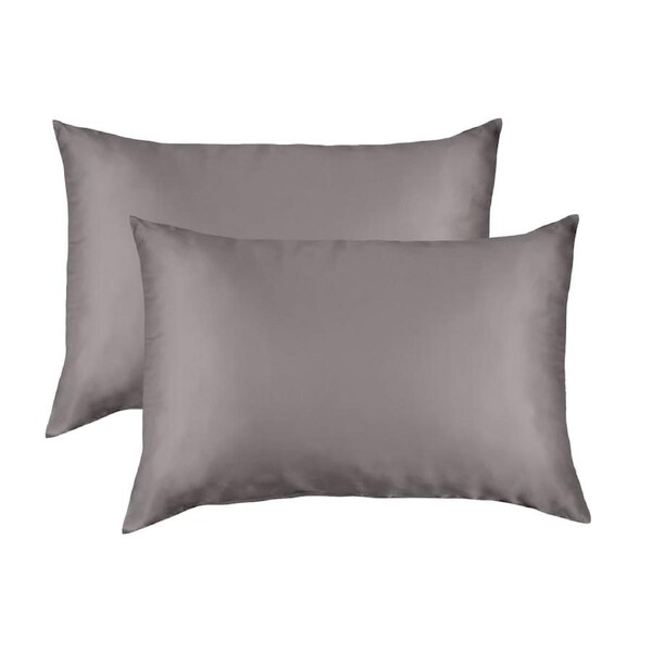 Royal Comfort Mulberry Soft Silk Luxurious Hypoallergenic Pillowcase Twin Pack Charcoal Standard
