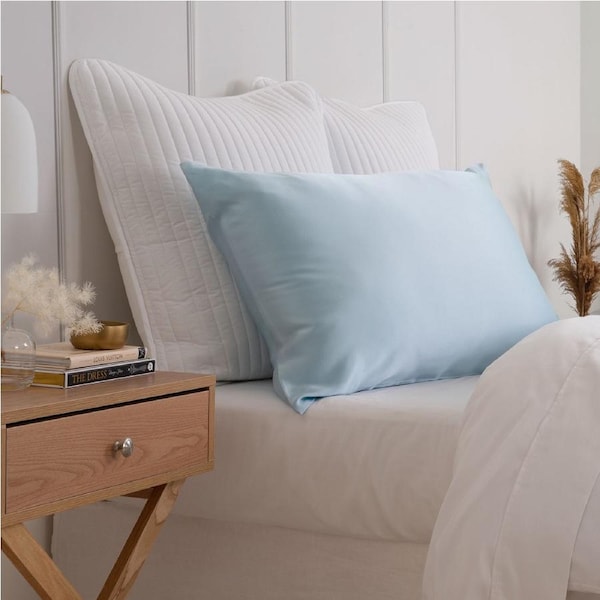 Royal Comfort Pure Silk Pillow Case 100% Mulberry Silk Hypoallergenic Pillowcase Soft Blue Standard