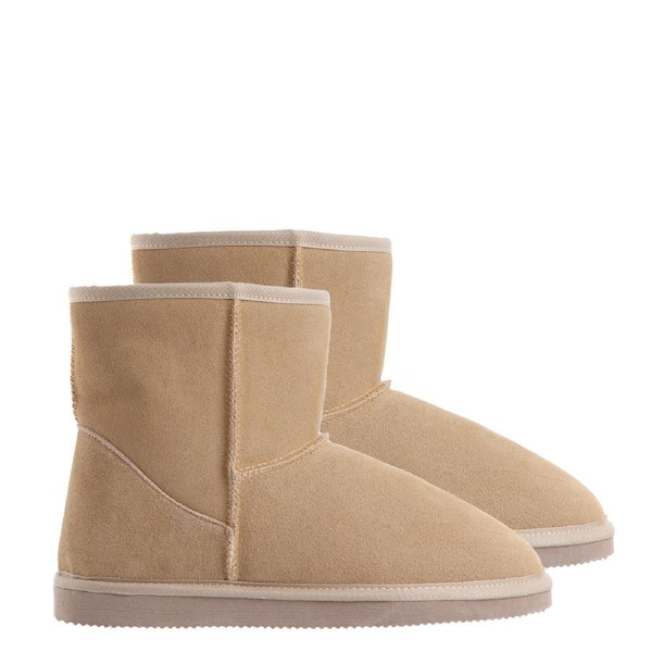 Royal Comfort Ugg Slipper Boots Mens Leather Upper Wool Lining Breathable Beige (6-7)