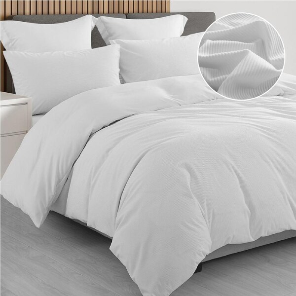 Royal Comfort Velvet Corduroy Quilt Cover Set Super Soft Luxurious Warmth White King