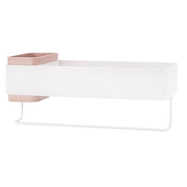 Catzon Wall Mount Shower Caddy with Toothbrush Holder for Bathroom-Pink