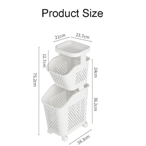 Catzon 2-Tier Laundry Basket with Wheels Storage Shelf Bathroom Kitchen