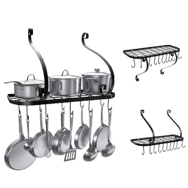 Catzon Hanging Pot Rack with 10 Hooks Cookware Organizer for Kitchen